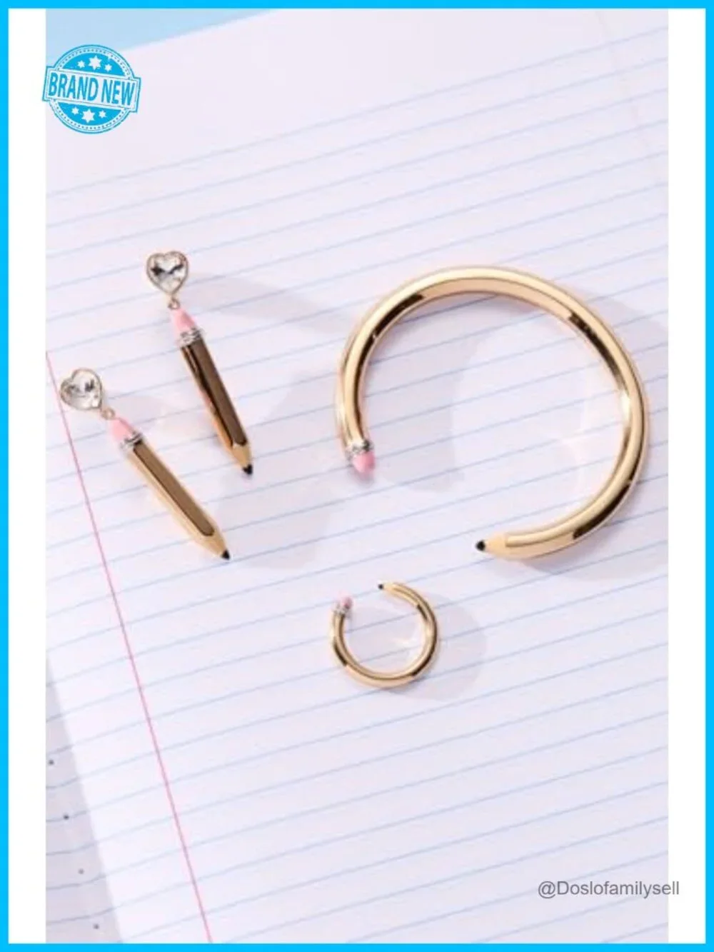 Enamel Pencil Cuff Bracelet Nickel-Free Open Cuff for Women